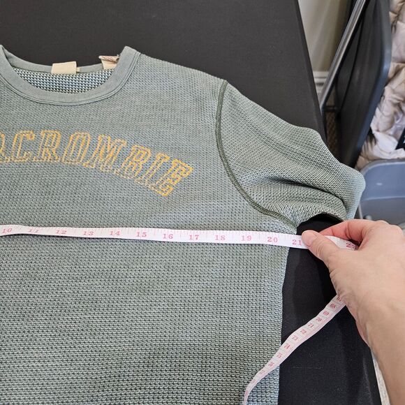 Vintage Aberbrombie & Fitch Mens Waffle Knit Thermal Muscle Shirt L Y2K Pullover - Picture 6 of 8